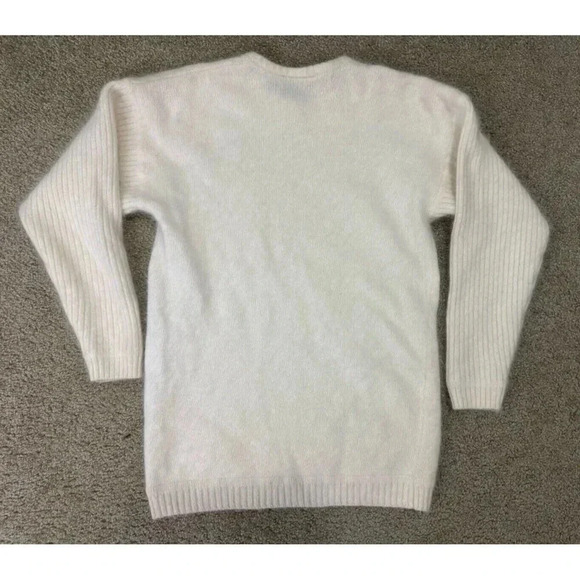 RICHARD & CO VINTAGE Angora Lambswool Crew Neck Ivory Sweater Soft Comfy Sz XS - Picture 2 of 8